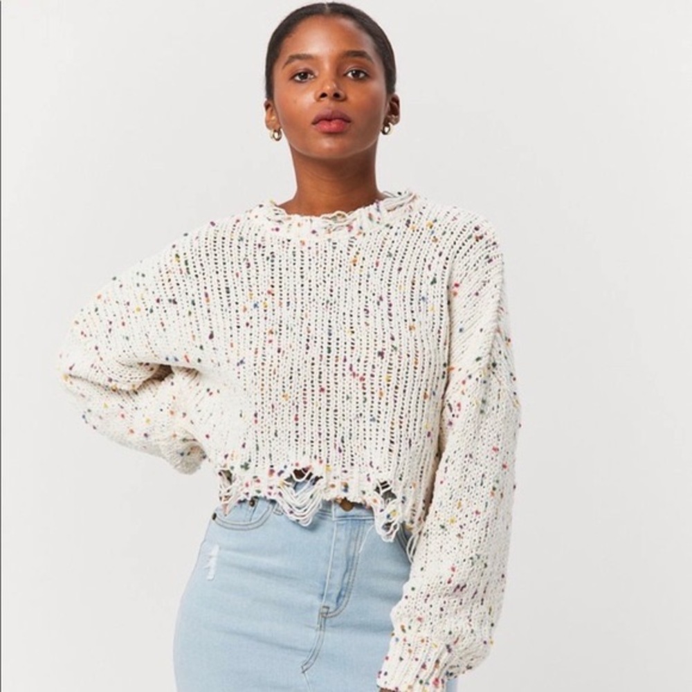Wild Honey Rainbow Confetti Crop Sweater